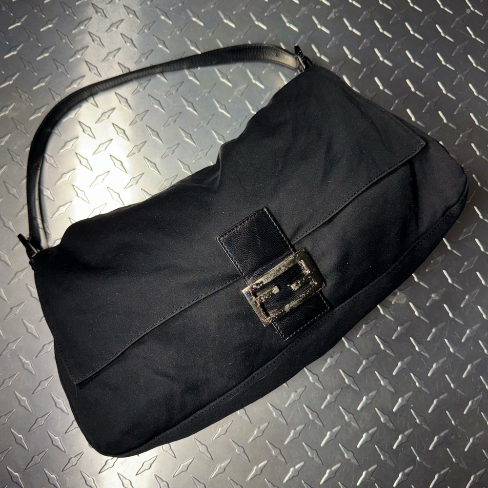 Fendi Vintage Nylon XXL Maxi Baguette Bag in Black - Picture 2 of 10